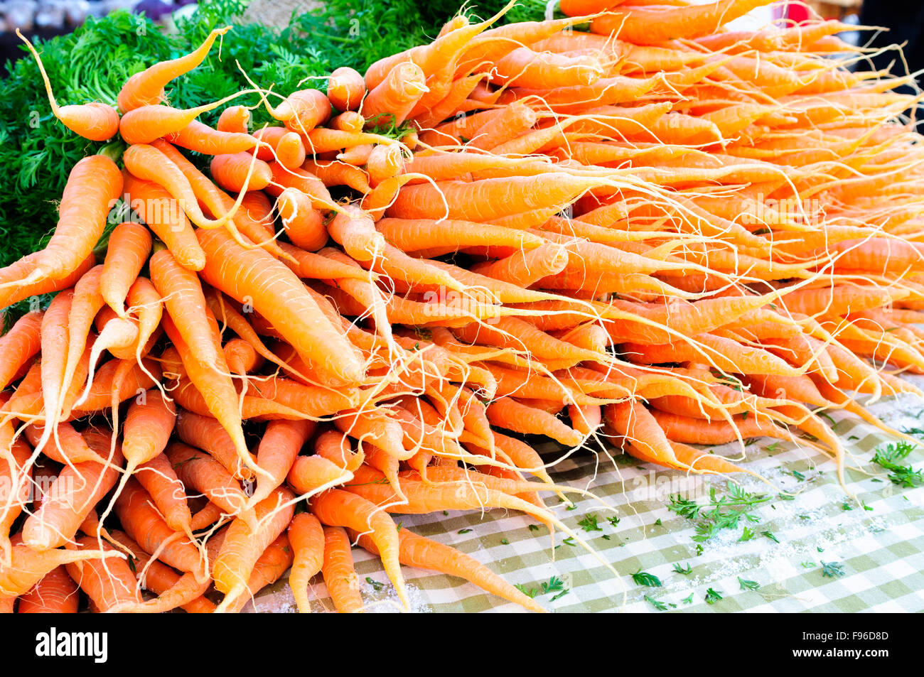 Farm fresh bunches of carrots, Duncan, British Columbia, Canada Stock Photo