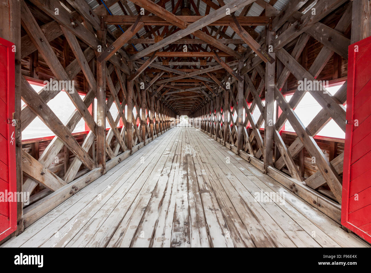 Looking inside the Wakefield Covered Bridge at Wakefield, Quebec