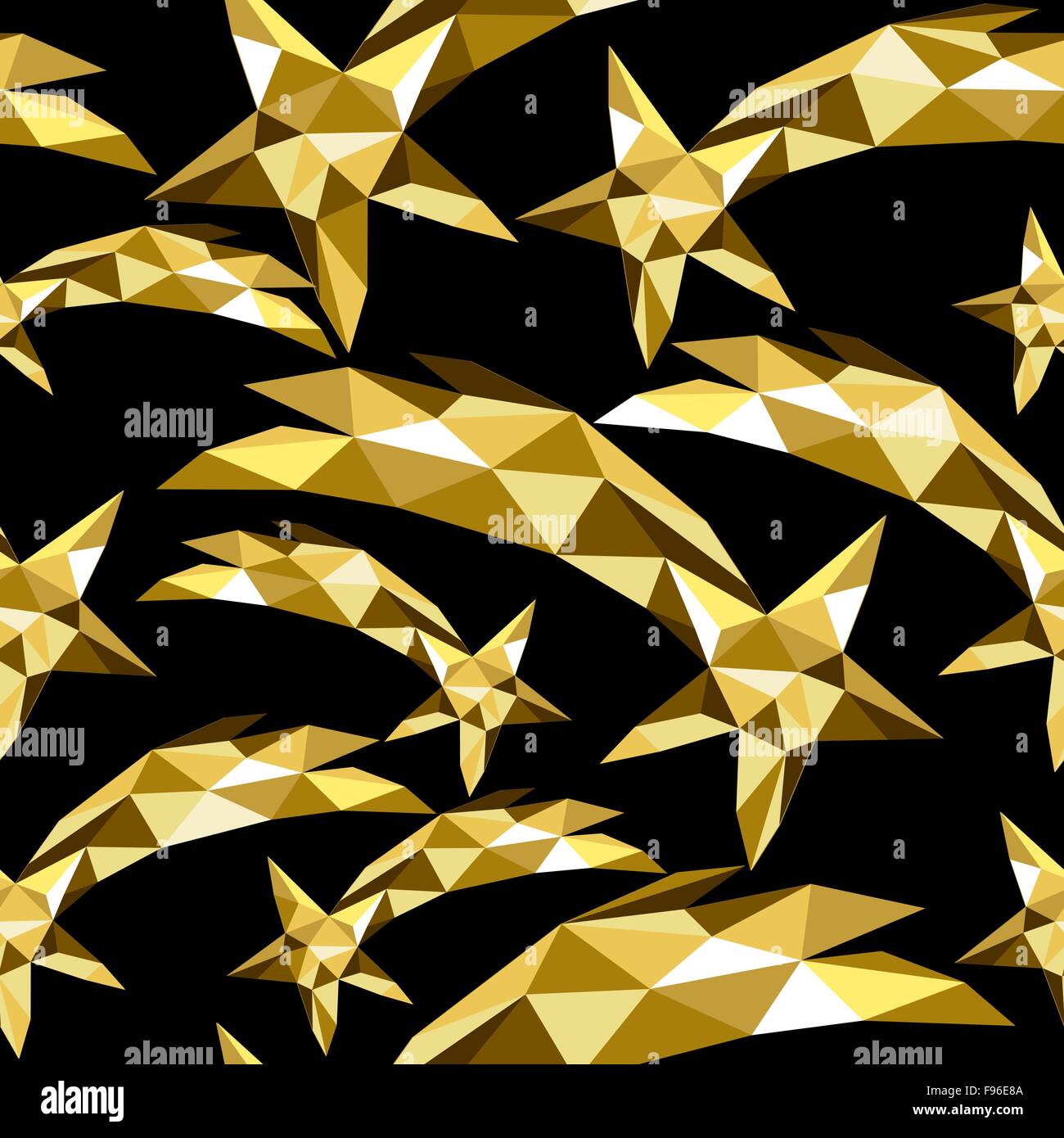 Shooting Star Shape Pattern Shooting star seamless pattern in gold low poly style. Festive concept ...