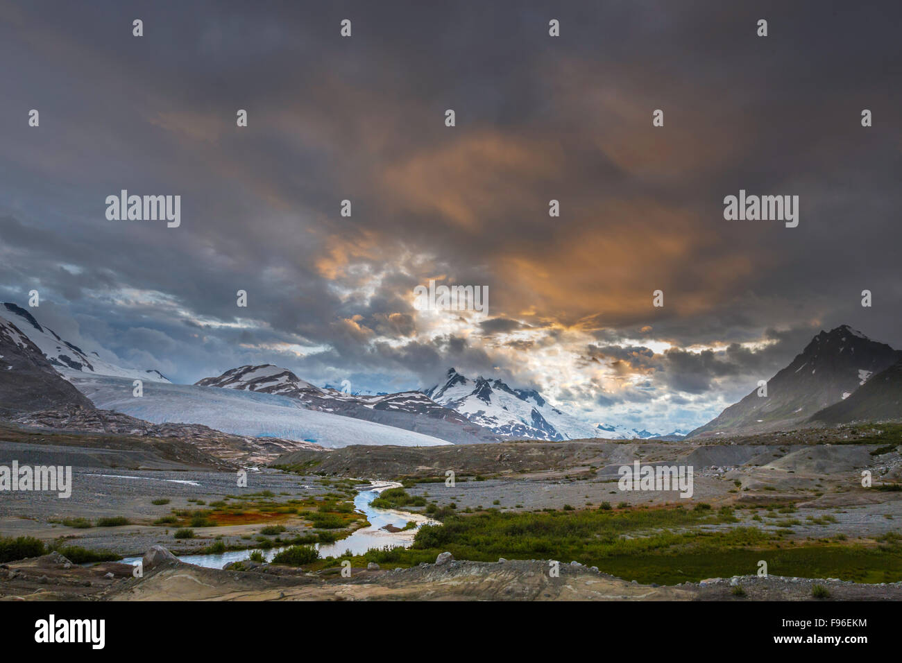 British Columbia, Canada, Chilcotin region, moraine landscape, receeding glacier, Ape Creek, Coast Mountains, Stock Photo