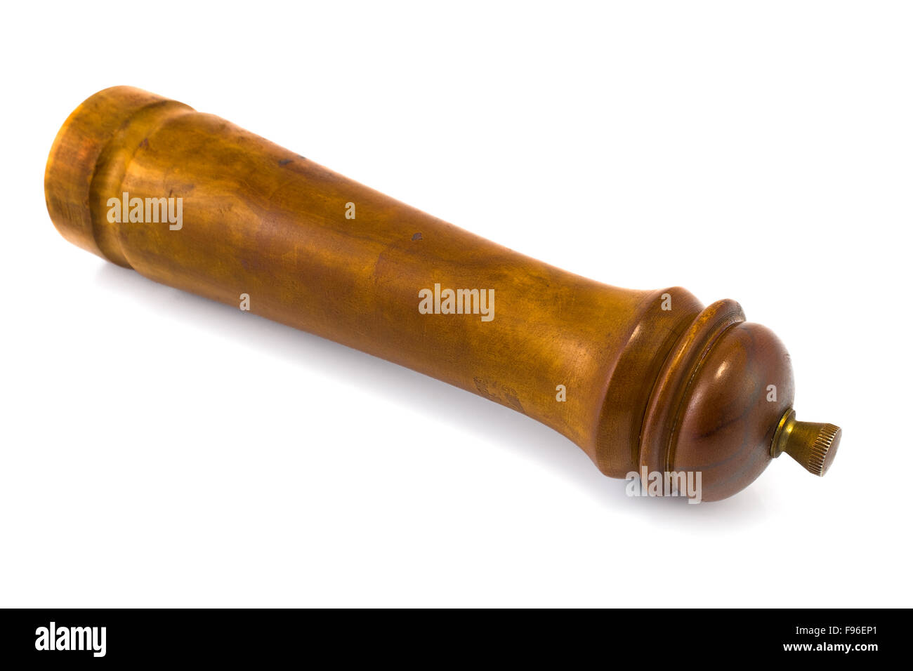Brown pepper mill isolated on white Stock Photo Alamy