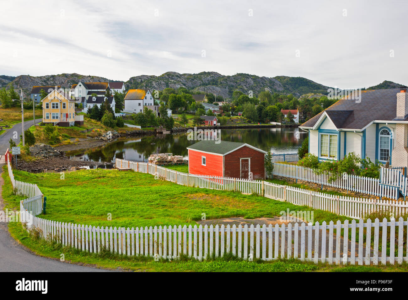 Picket fence, Town of Brigus Newfoundland, Canada Stock Photo