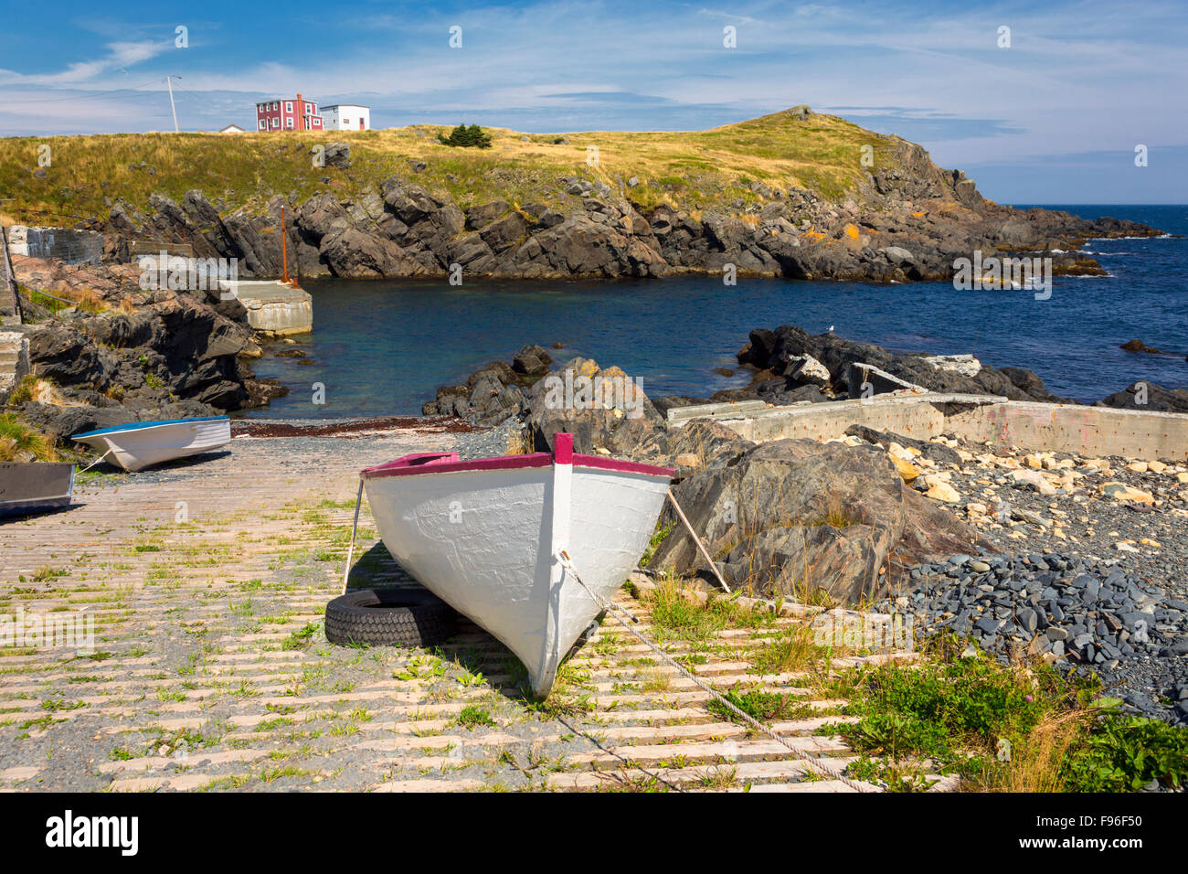 Wooden boat, Broad Cove, Newfoundland, Canada Stock Photo Alamy