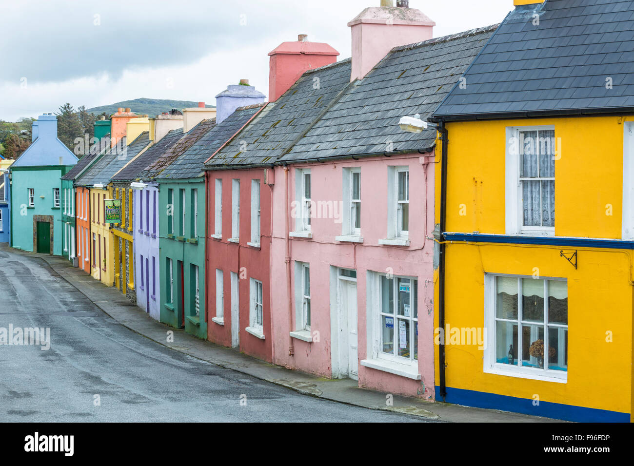 Brightly painted homes, Eyeries, County Cork, Ireland Stock Photo Alamy