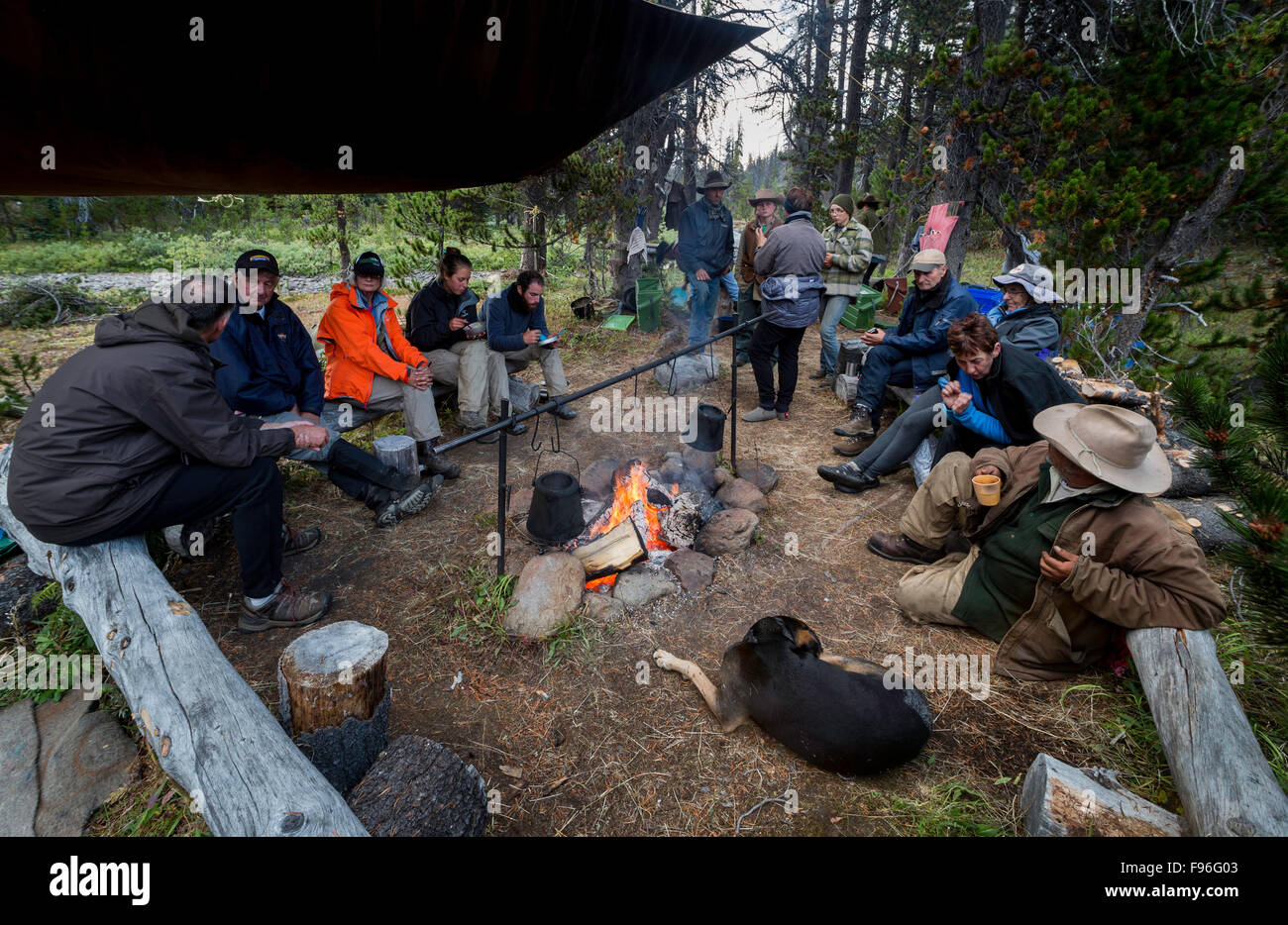 Canada, British Columbia, Tweedsmuir Park, Chilcotin region, Chilcotin Ark, Rainbow Mountains, outfitter camp, horse camp, Stock Photo