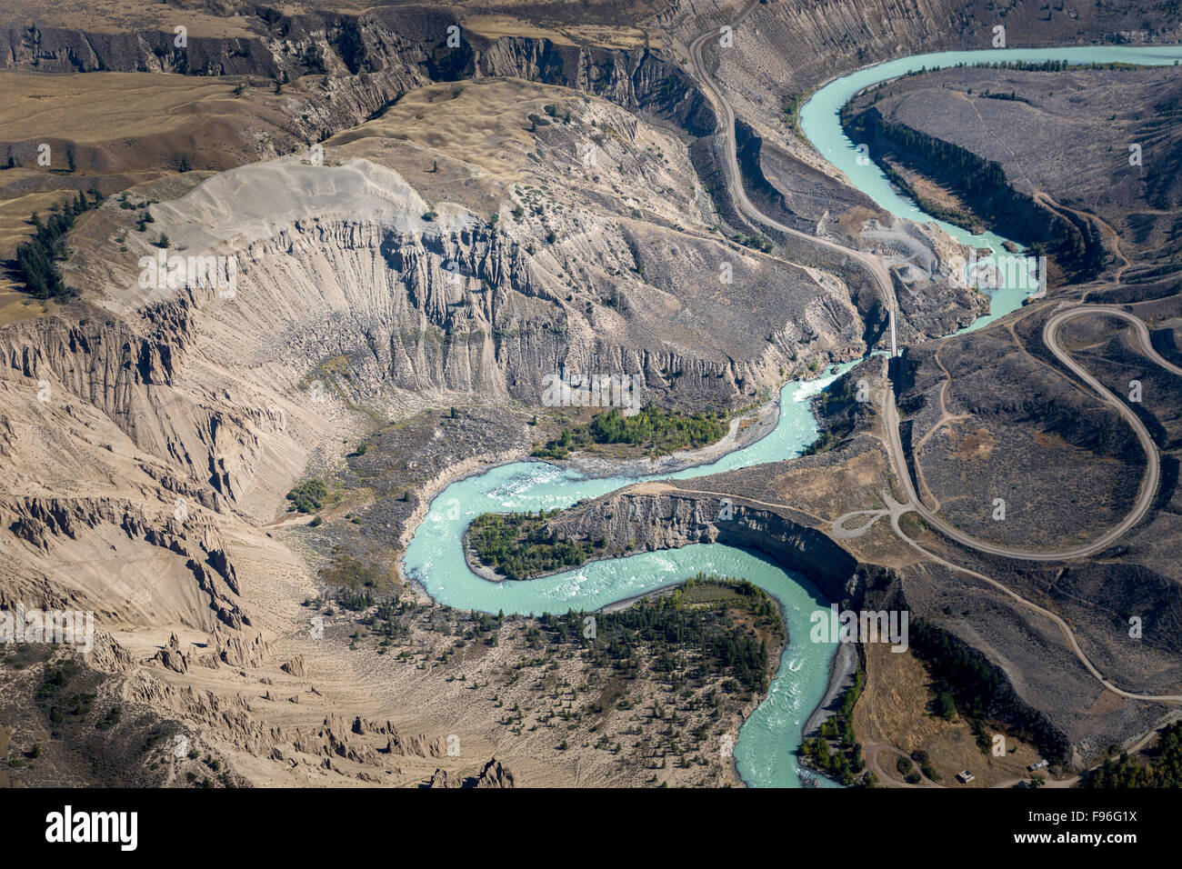 Canada, British Columbia, aerial photography, Chilcotin River, Farwell Canyon, Chilcotin, Stock Photo