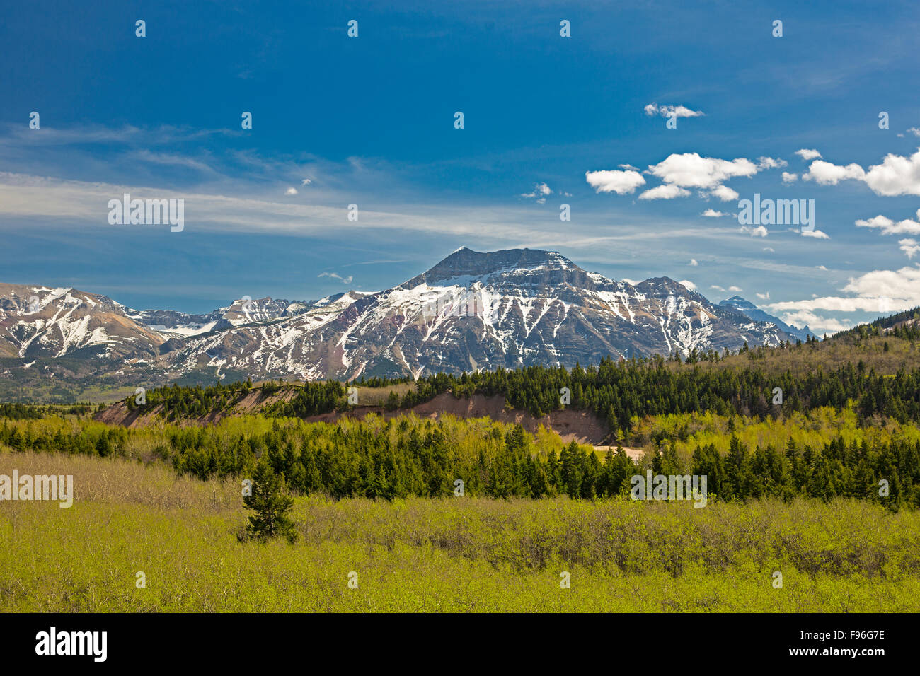 View of Vimy Peak from Red Rock Parkway, Waterton Lakes National park, Alberta, Canada Stock Photo