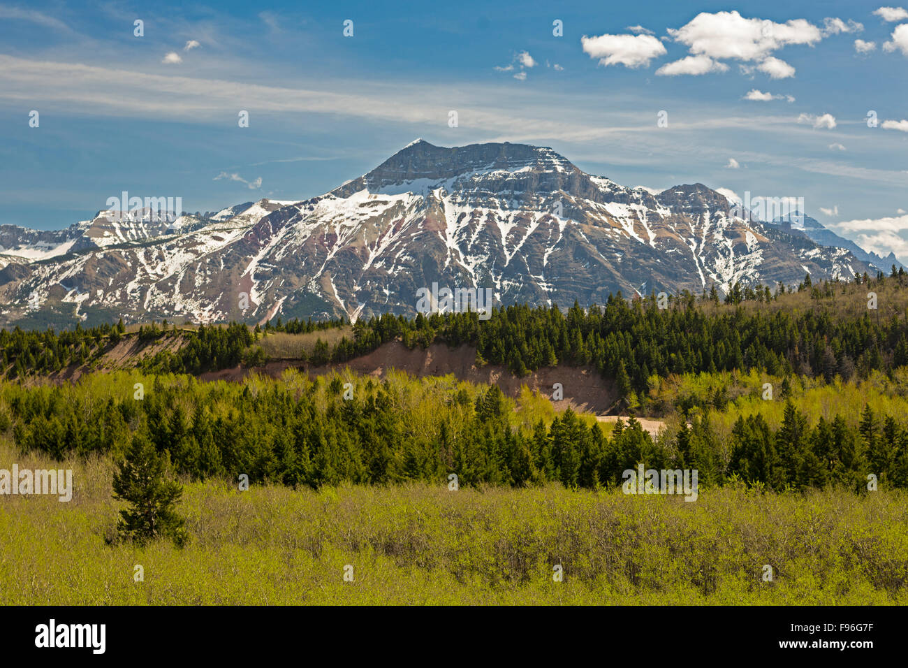 View of Vimy Peak from Red Rock Parkway, Waterton Lakes National park, Alberta, Canada Stock Photo