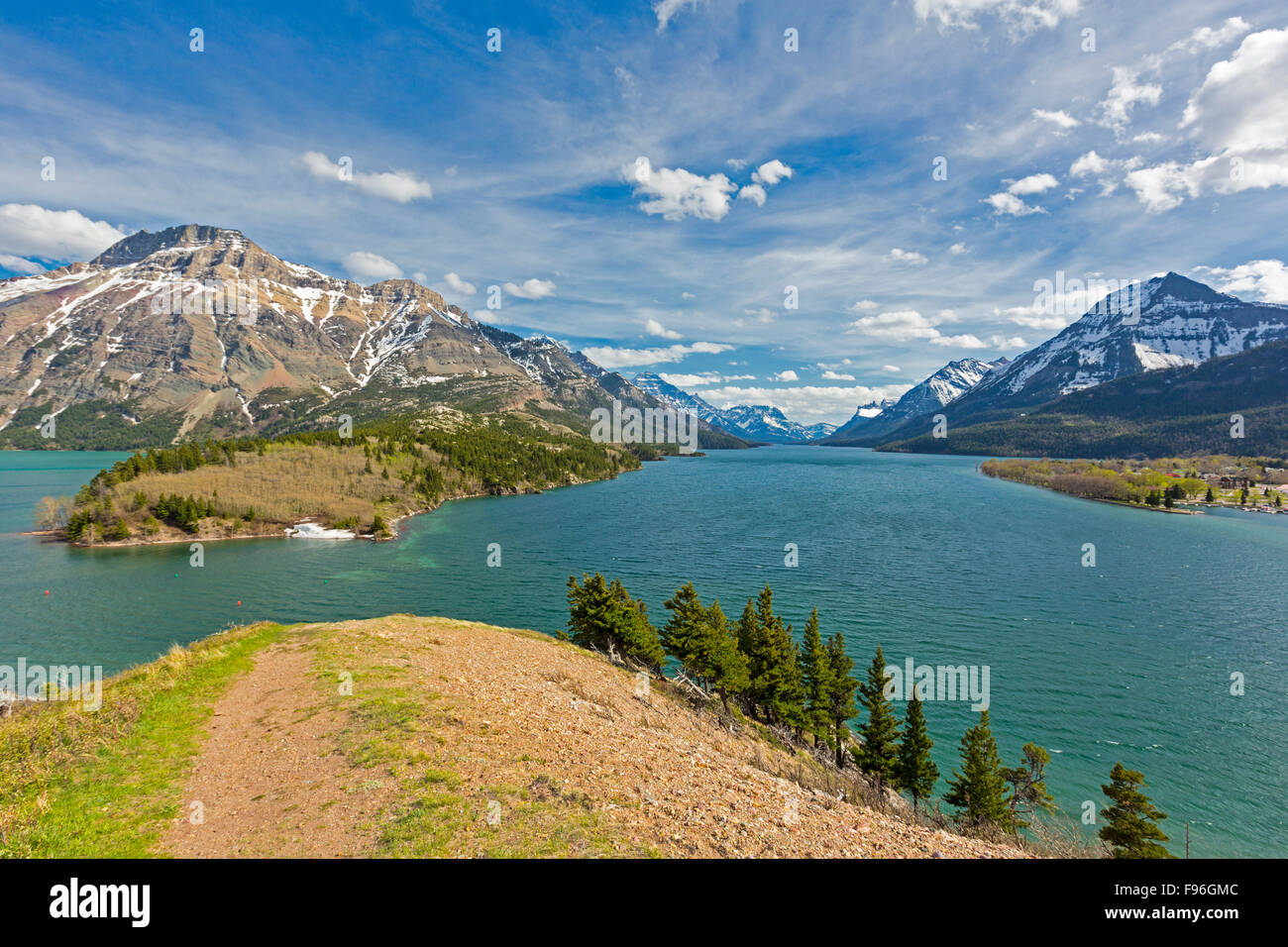 View of Vimy Peak from Prince of Wales Hotel grounds, Waterton Lakes National Park, Alberta, Canada Stock Photo