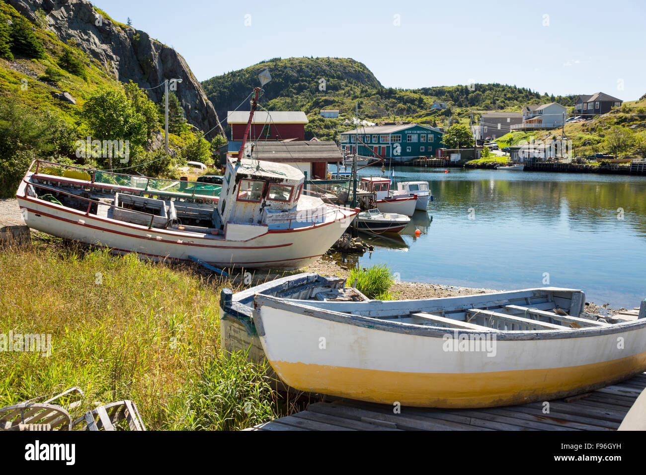 Wooden boat, Quidi Vidi Harbour, St. John's, Newfoundland, Canada Stock Photo
