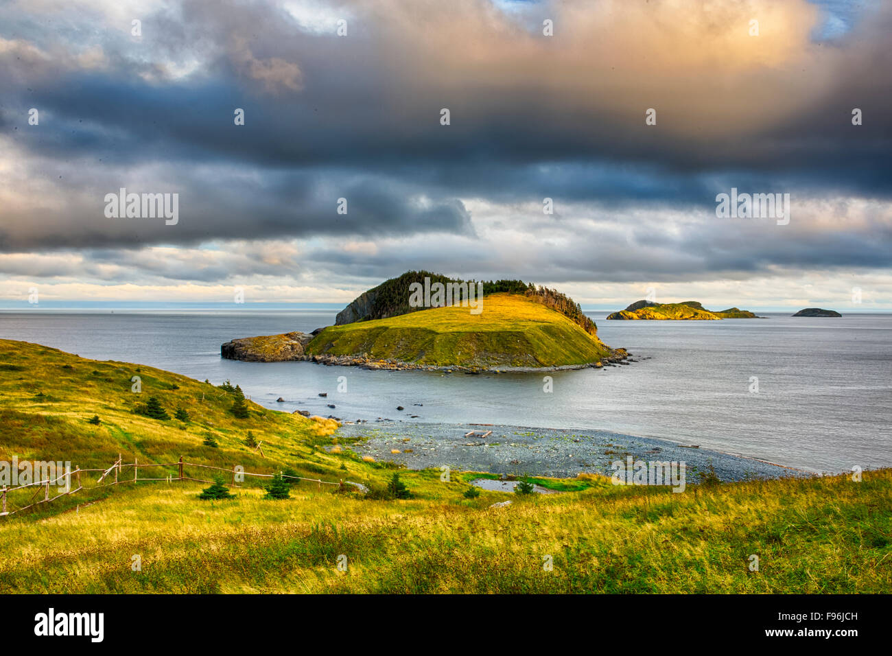 View of Fox Island from East Coast Trail, Tors Cove, Newfoundland, Canada Stock Photo