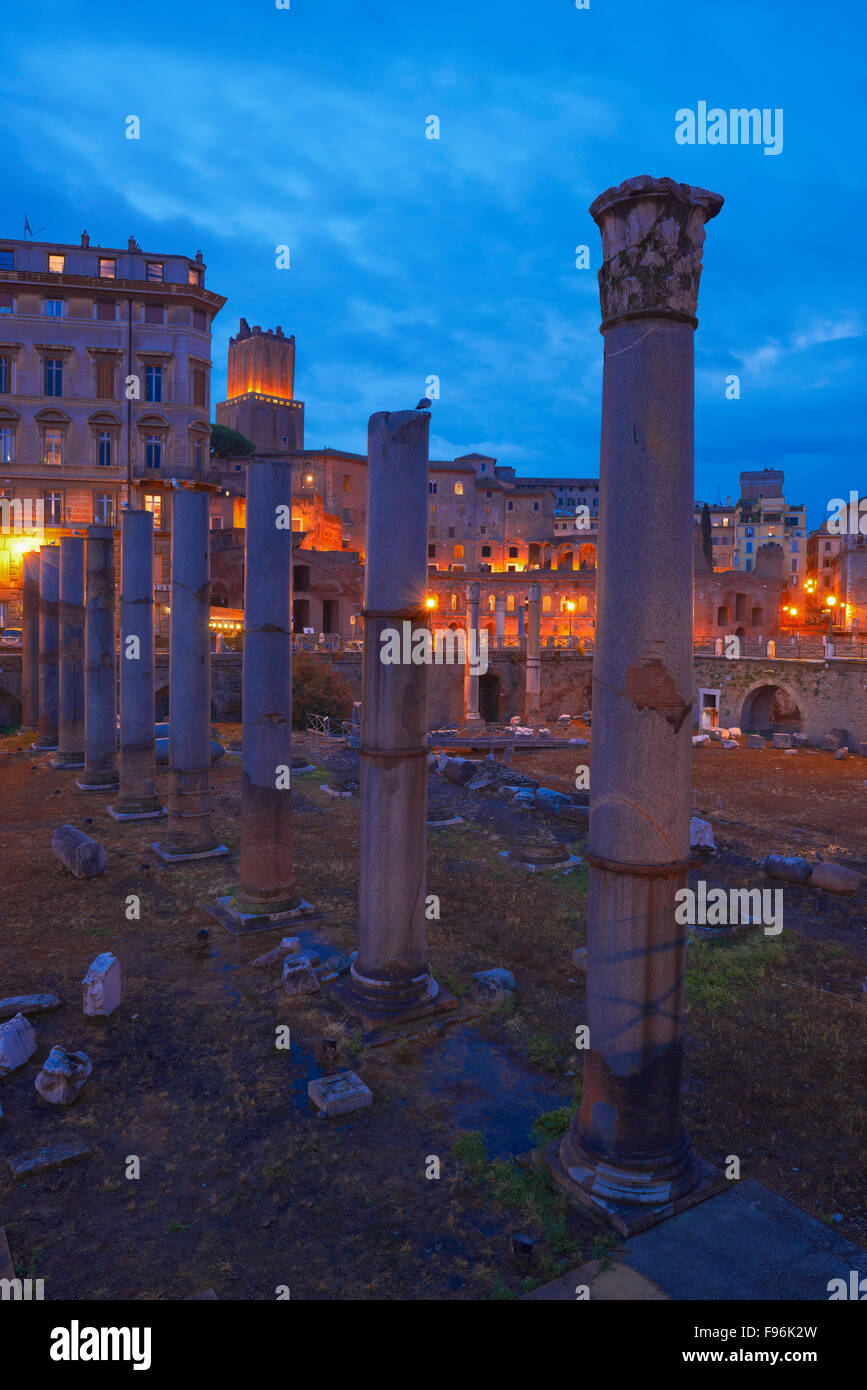 Trajan's Forum, Foro di Traiano, at dusk, Roman Forum, Rome, Lazio, Italy Stock Photo