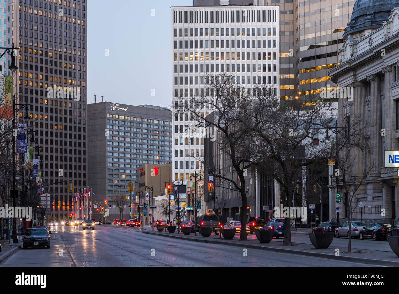Portage Avenue, Downtown Winnipeg, Manitoba, Canada. Stock Photo