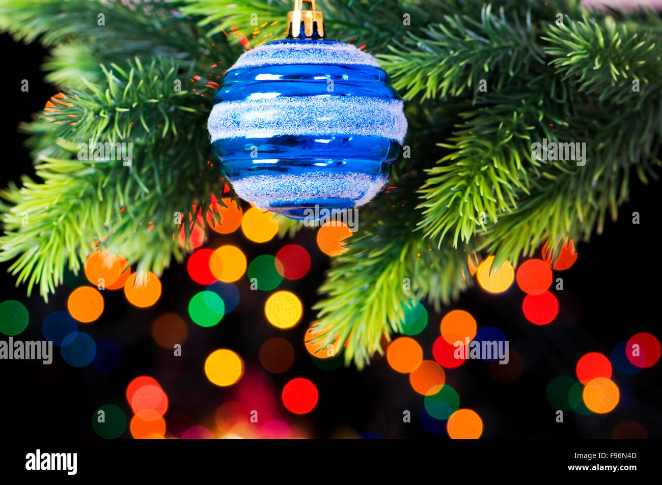 Christmas decoration and blurred lights at background Stock Photo - Alamy