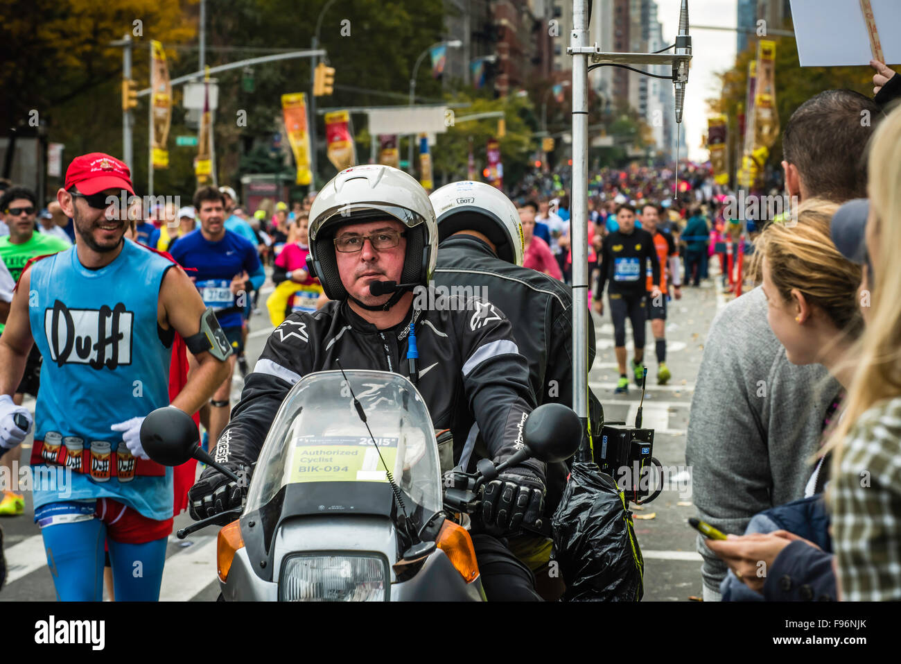 NYC MARATHON, Worlds' largest.  Over 50,000 runners complete the event.  Entrants come from all over the world. Stock Photo