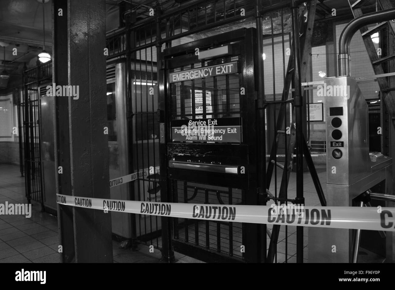 Caution tape door Black and White Stock Photos & Images Alamy