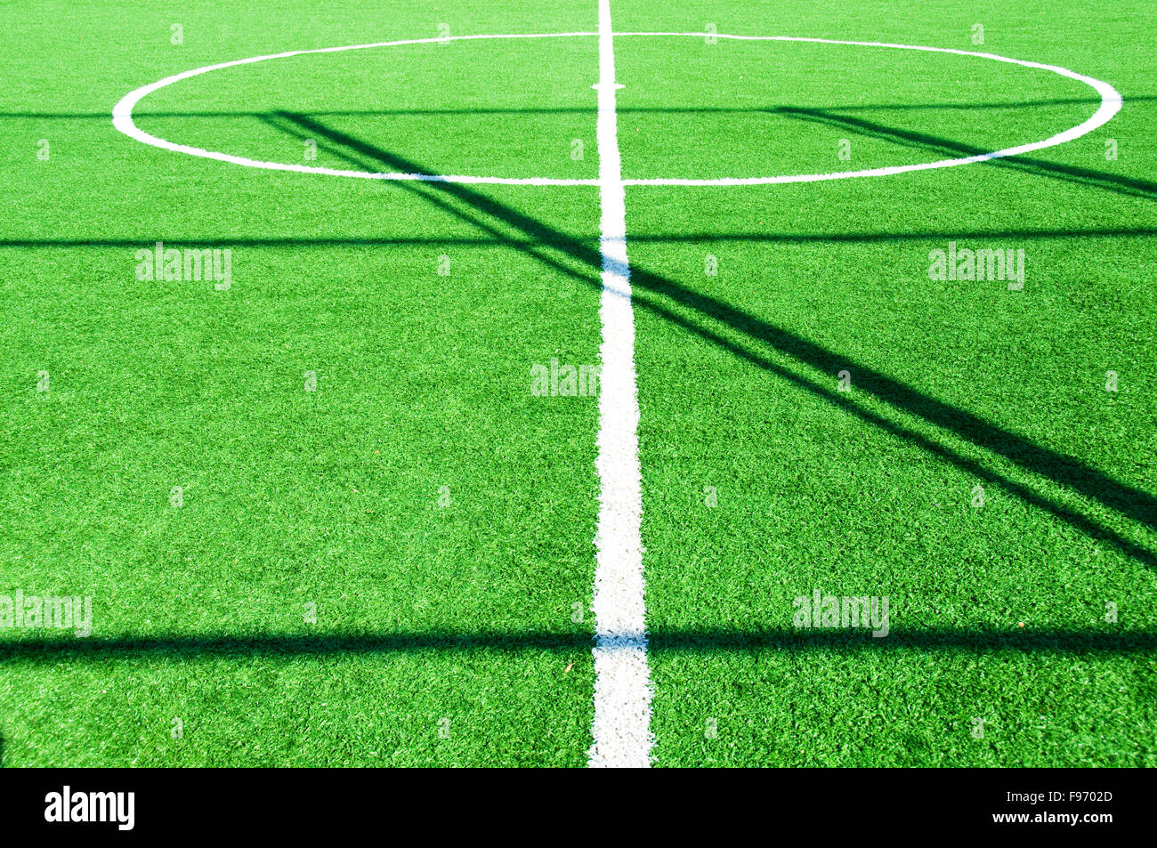 Football pitch on bright summer day Stock Photo