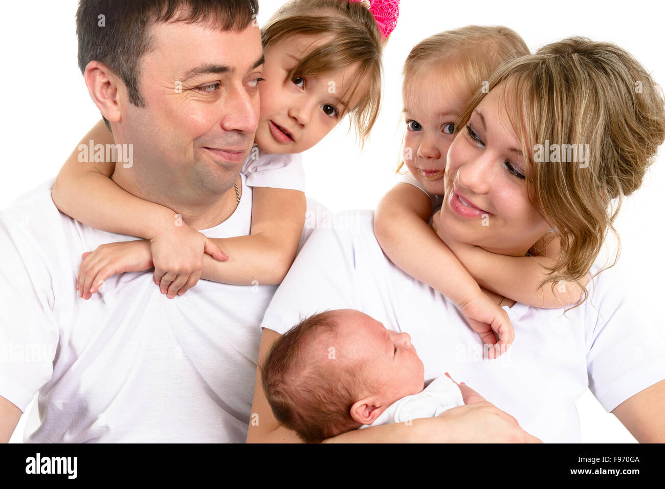 Portrait of a happy family with many children Stock Photo - Alamy