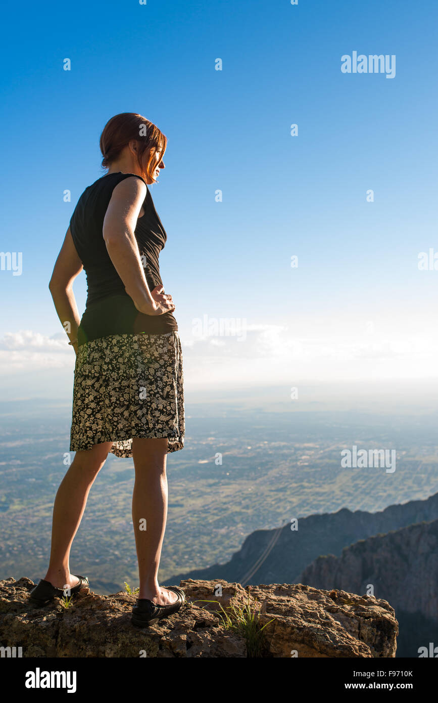Hiking and lookout at Sandia Peak, Albuquerque, New Mexico. Stock Photo