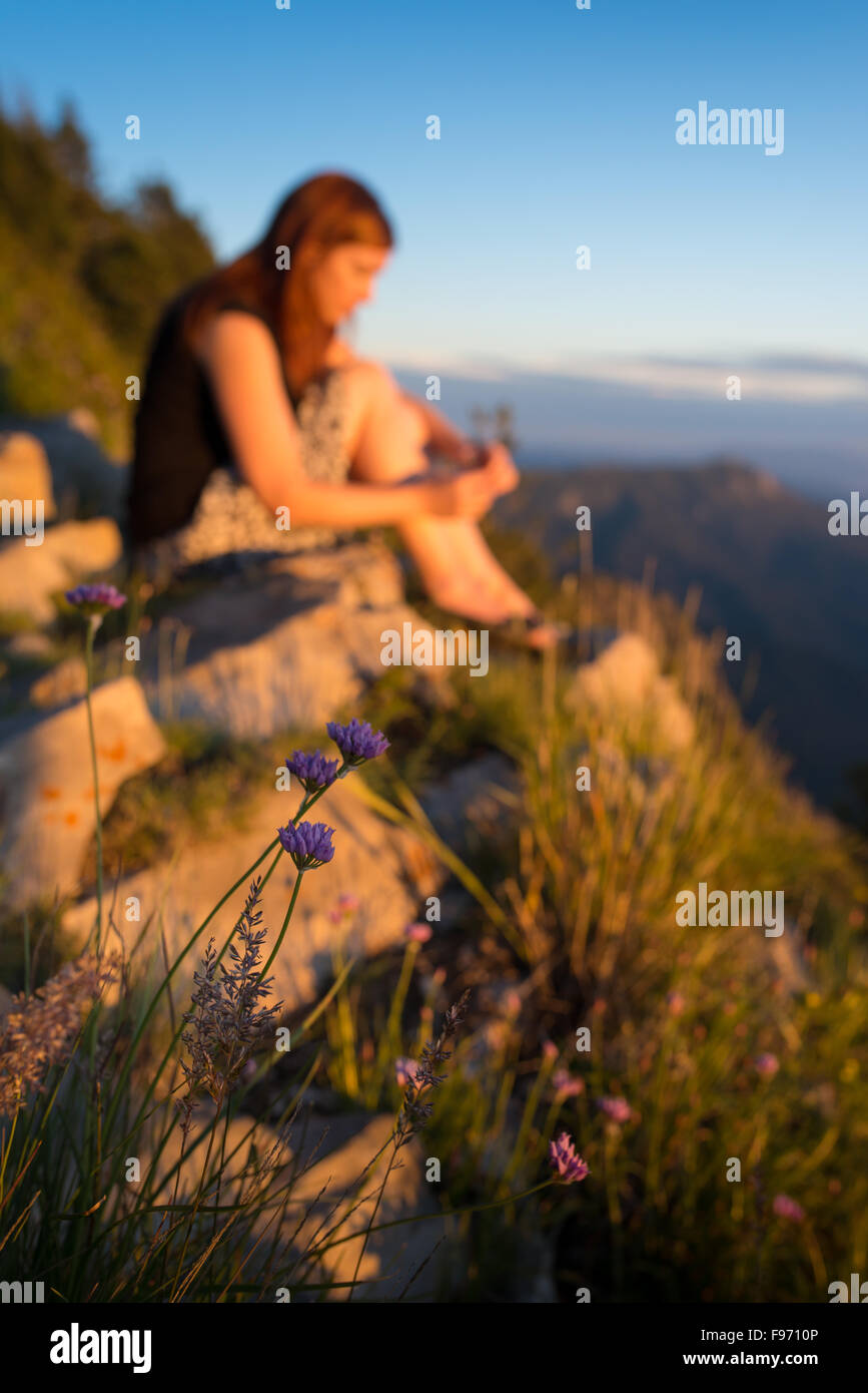 Hiking and lookout at Sandia Peak, Albuquerque, New Mexico. Stock Photo