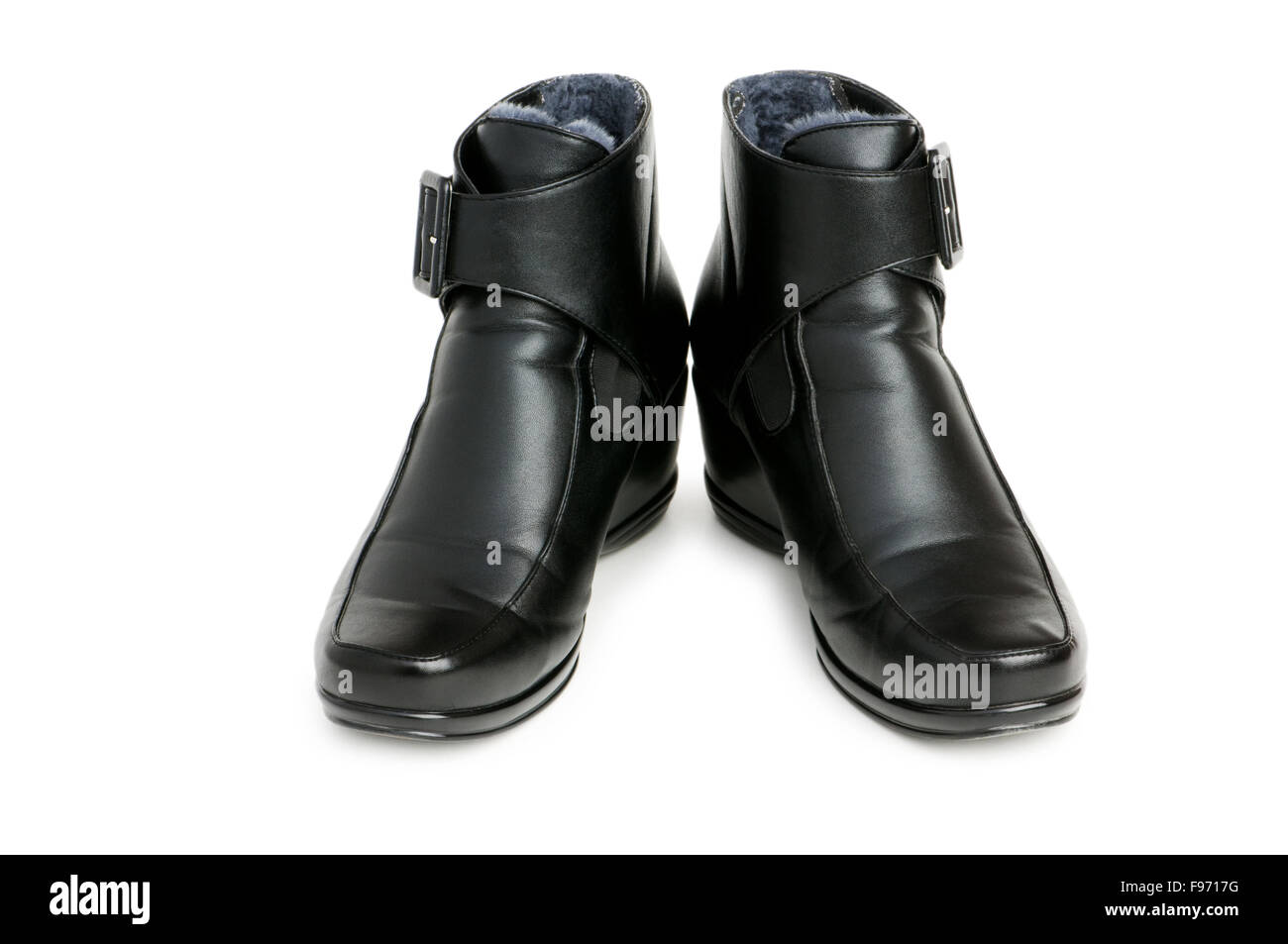 Black boots isolated on the white background Stock Photo - Alamy