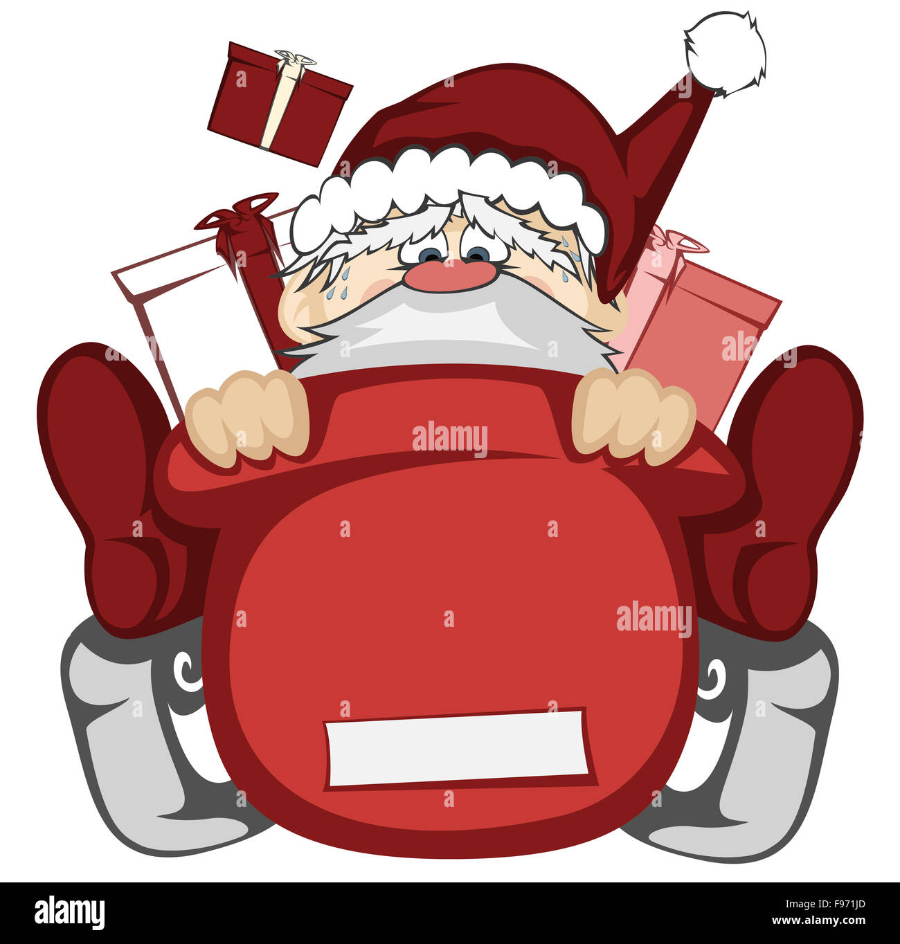 Santa Claus in action - Santa sleigh is out of control Stock Photo