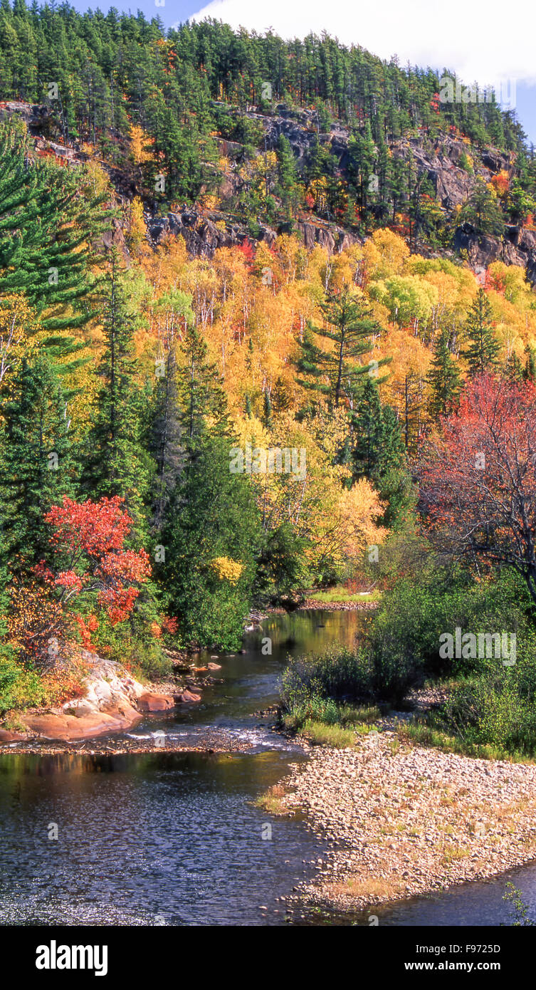 Onaping River in autumn, City of Greater Sudbury, Ontario, Canada Stock Photo