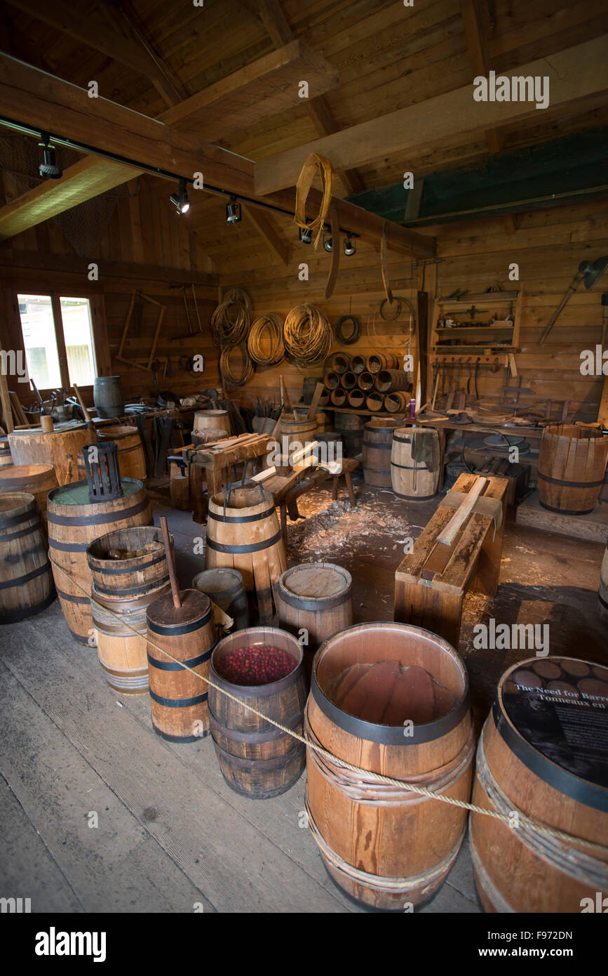 The cooperage at Fort Langley National Historic Site of Canada, Fort Langley, British Columbia, Canada. Stock Photo