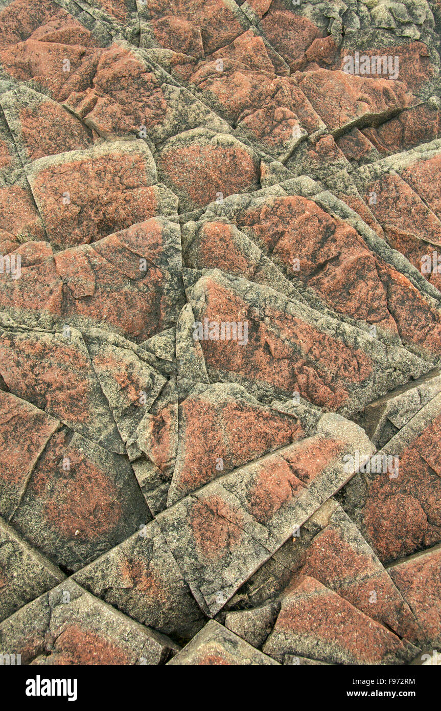 Rocks with unique pattern along Lake Superior shoreline, near Grand Marais, MN, USA Stock Photo
