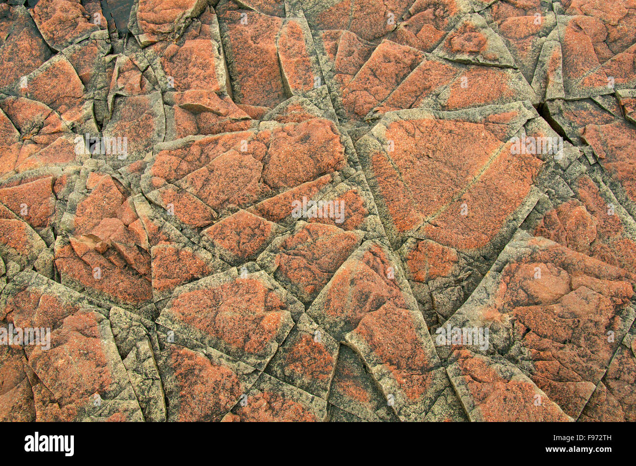 Rocks with unique pattern along Lake Superior, near Grand Marais, MN, USA Stock Photo
