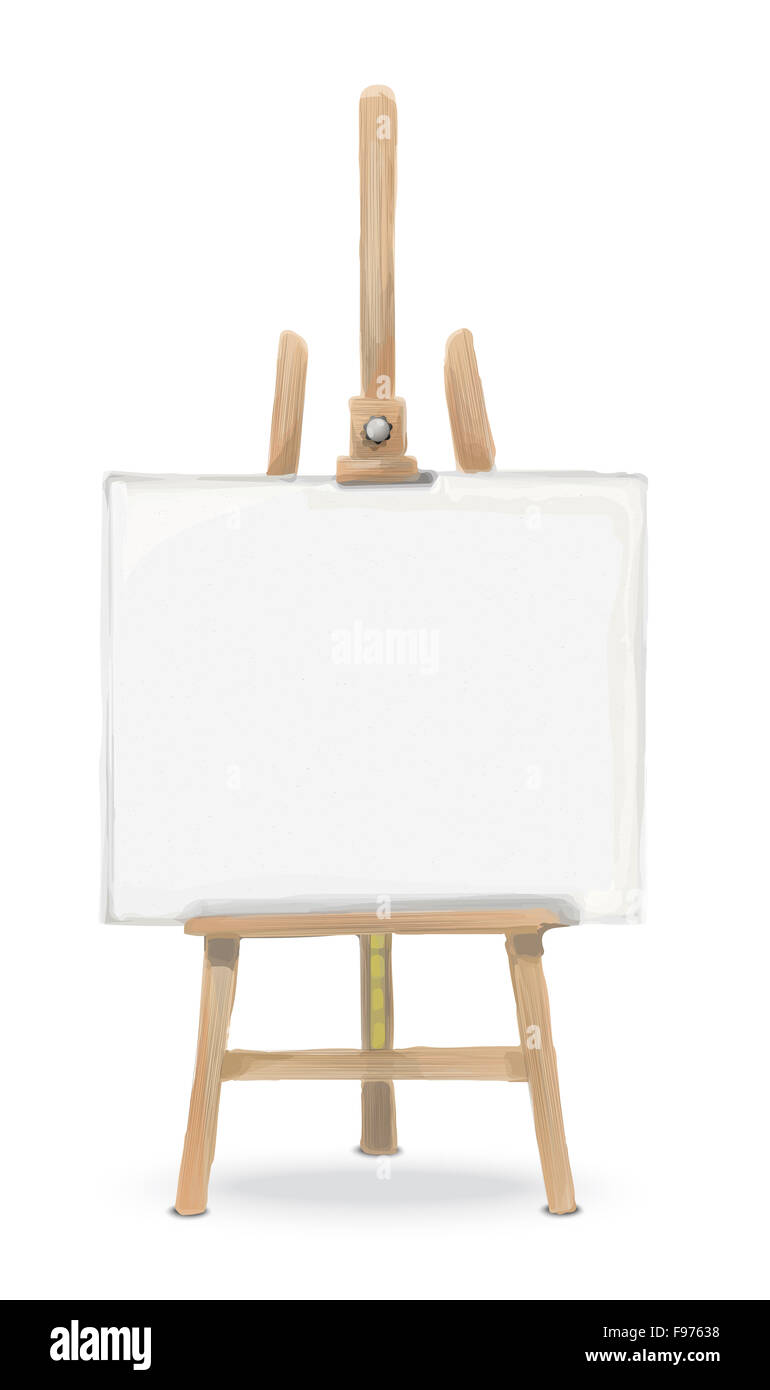 Rough sketch Front view of an Easel and Canvas. Stock Photo
