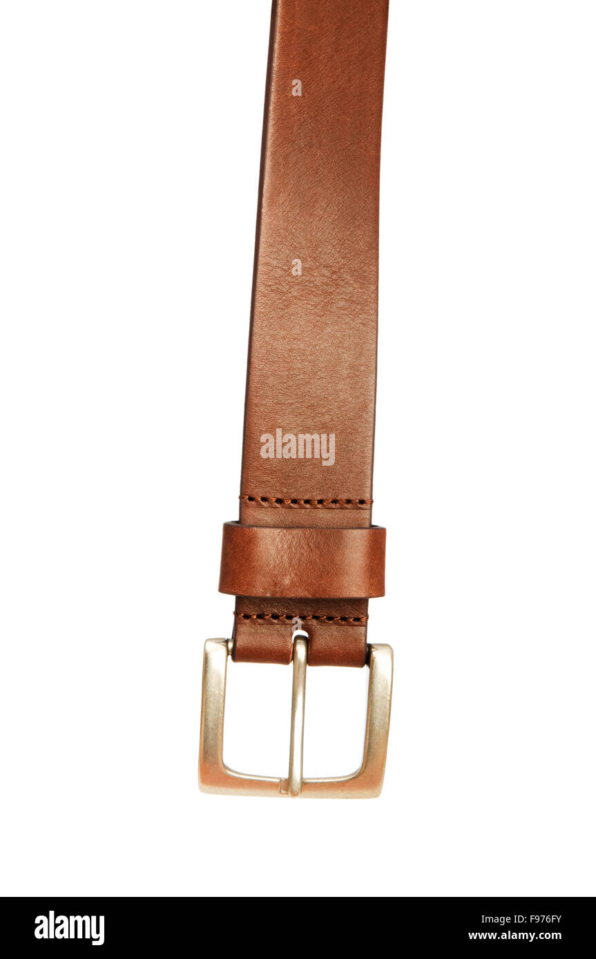 Leather belt isolated on the white background Stock Photo - Alamy