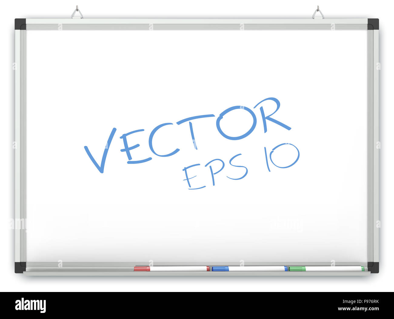 Whiteboard on wall with Marker Pens. Copy space. Vector EPS10. Stock Photo