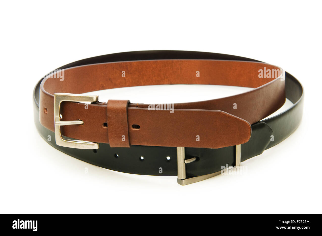 Leather belt isolated on the white background Stock Photo - Alamy