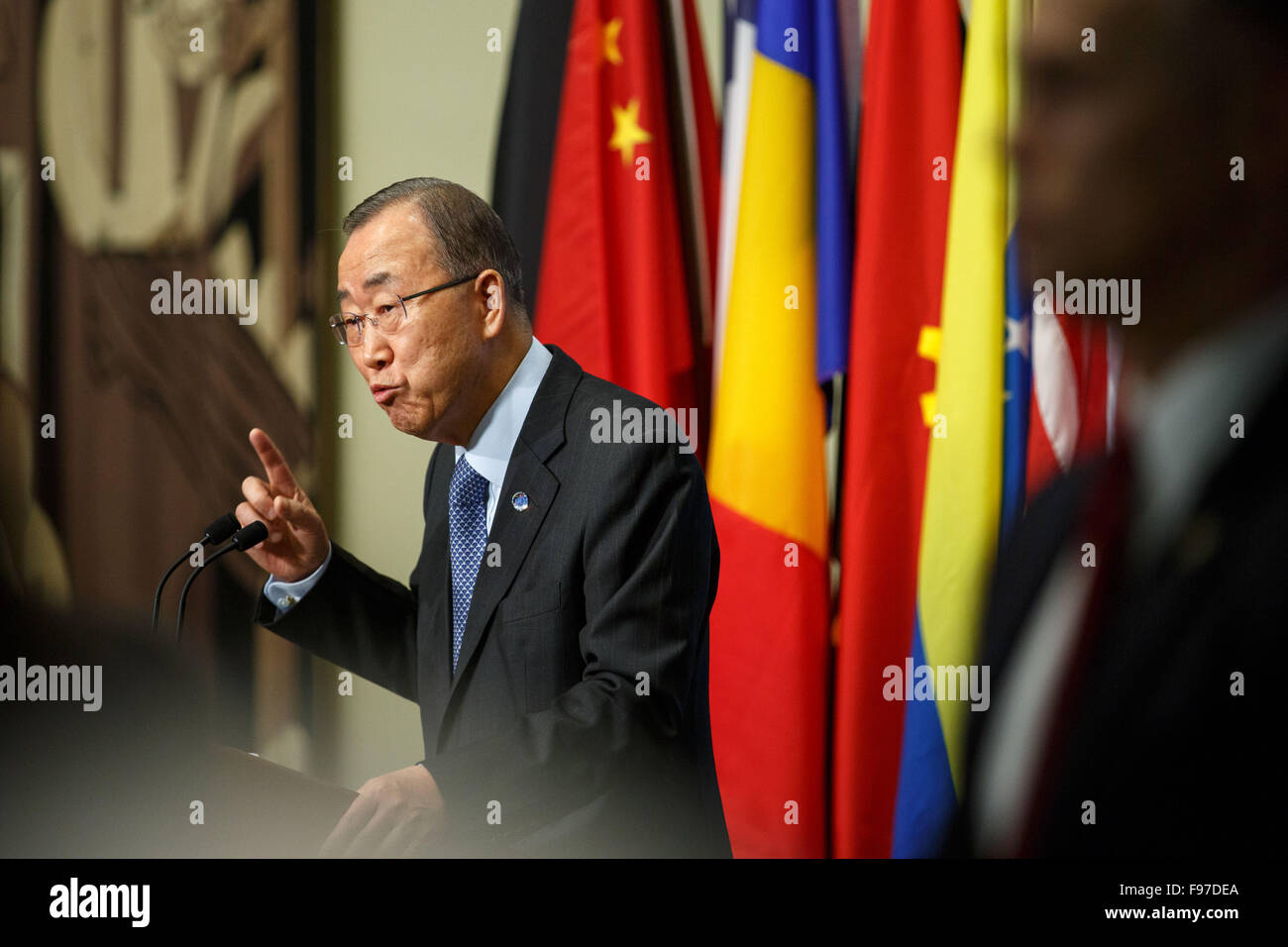 New York, USA. 14th Dec, 2015. United Nations Secretary-General Ban Ki ...