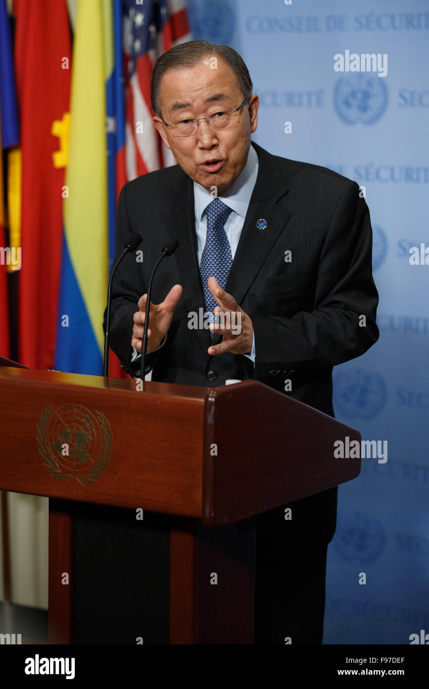 New York, USA. 14th Dec, 2015. United Nations Secretary-General Ban Ki ...