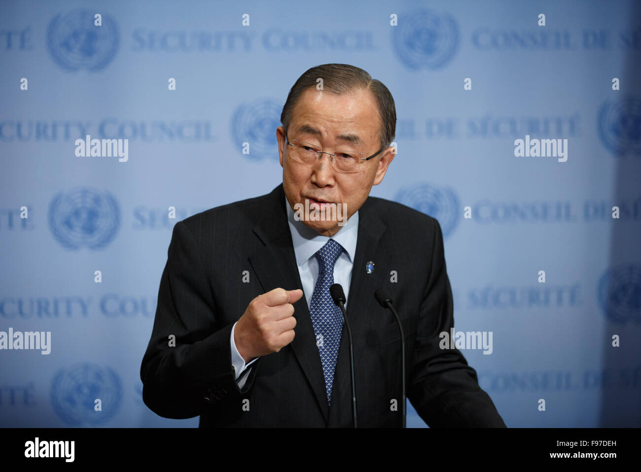 New York, USA. 14th Dec, 2015. United Nations Secretary-General Ban Ki ...
