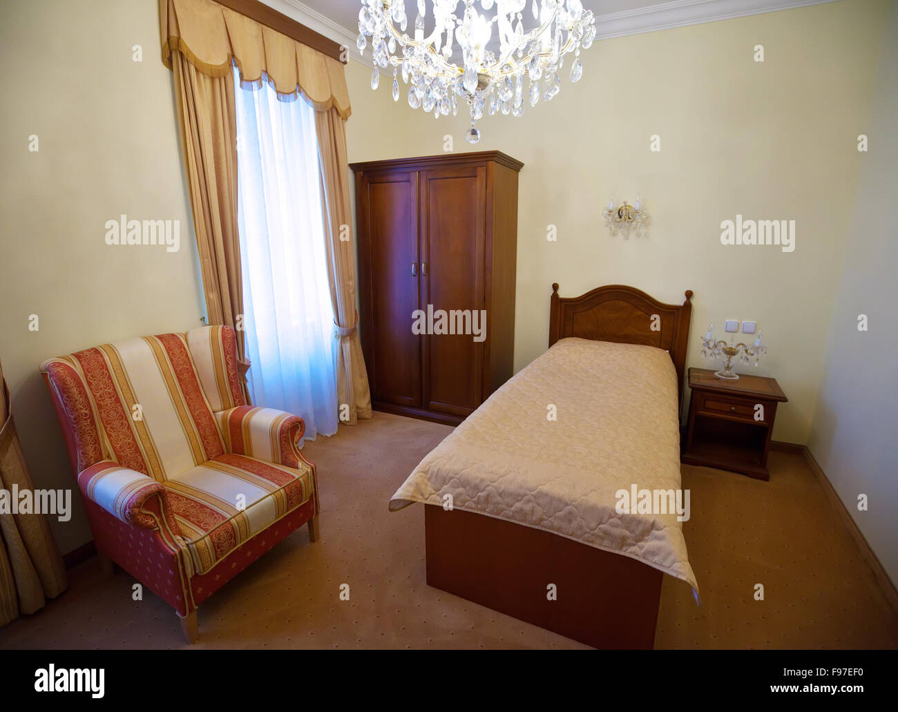 Interior Of Bedroom With Single Bed Stock Photo Alamy Interior Of Bedroom With Single Bed Stock Photo Alamy