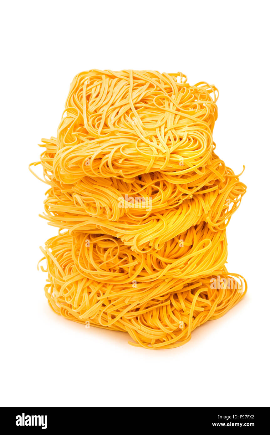 Spaghetti Stack Stack of spaghetti isolated on the white Stock Photo - Alamy