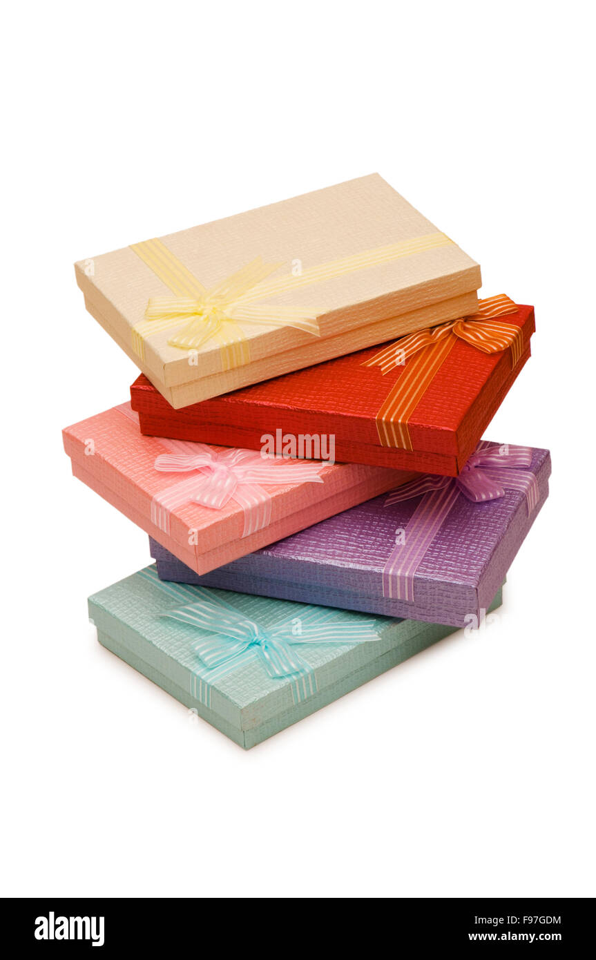 Gift boxes isolated on the white background Stock Photo - Alamy