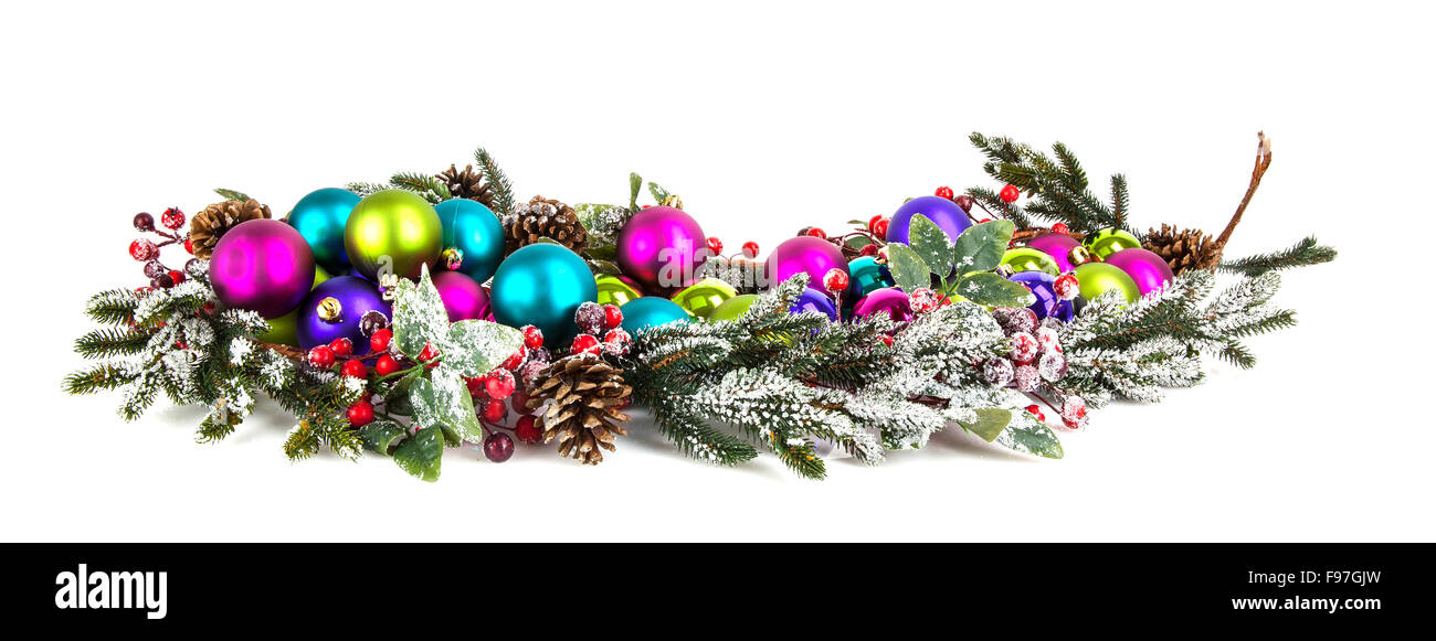 Christmas decorations with pine cones and balls Stock Photo