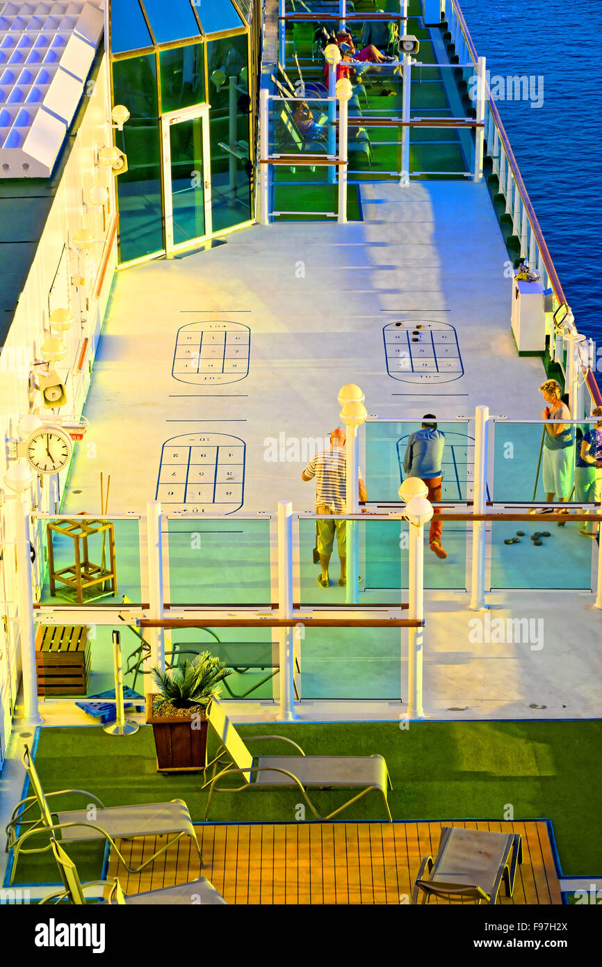 P & O Ventura cruise ship sunshine deck games Stock Photo
