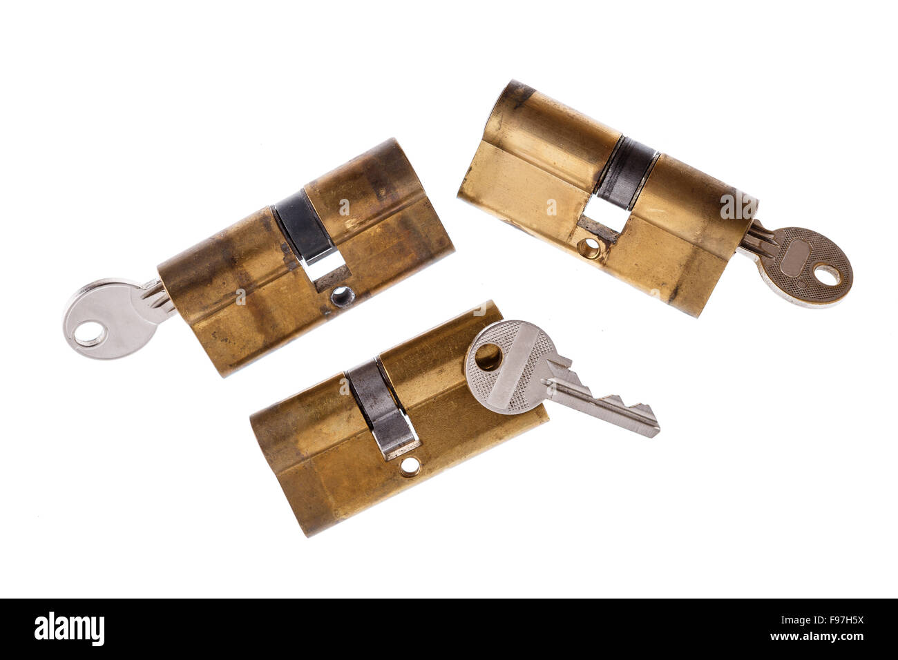 Door locks and keys isolated on white background Stock Photo - Alamy