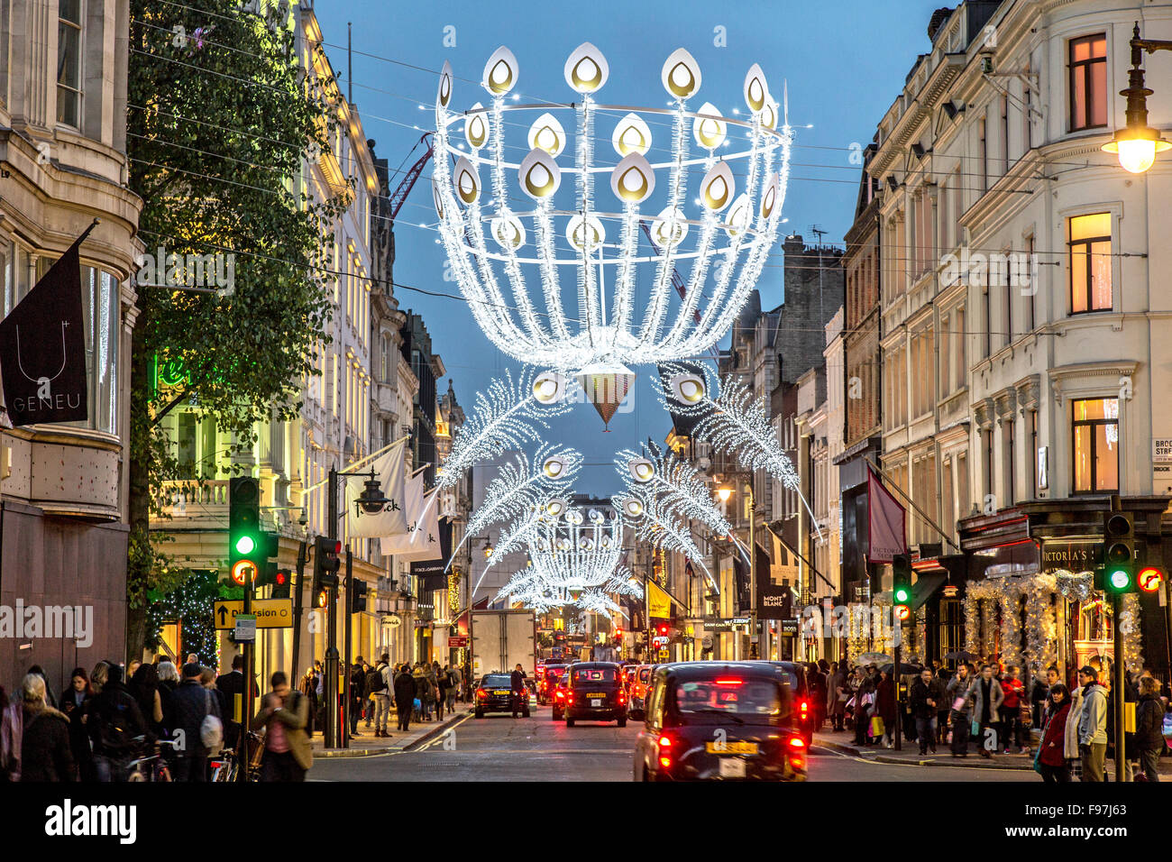 Christmas Lights In Bond Street London UK Stock Photo