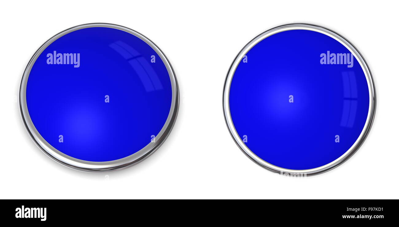 3D Button Solid Blue Stock Photo