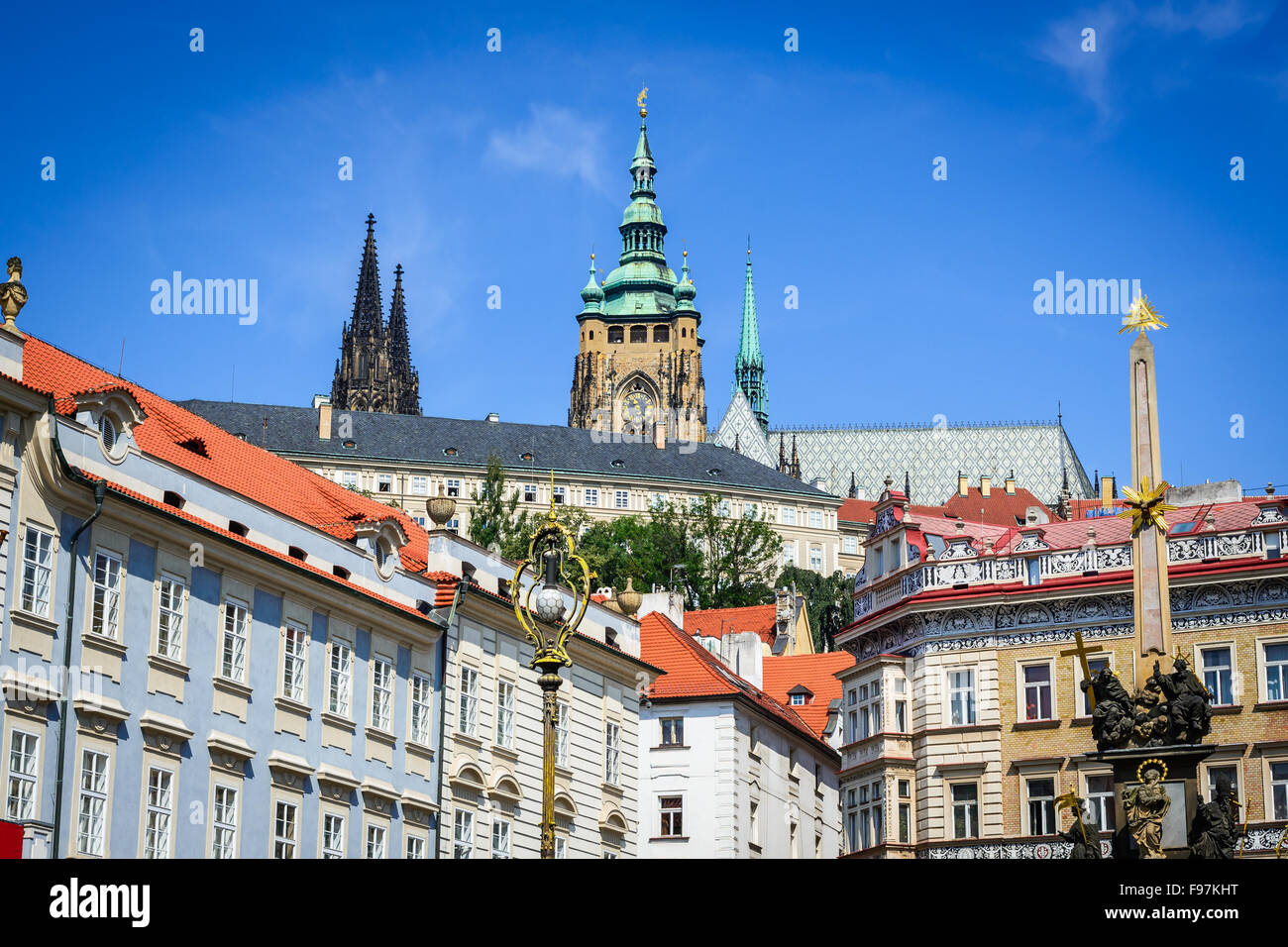 Prague, Czech Republic. Hradcany (Prague Castle) with St. Vitus Cathedral, Bohemia landmark in Praha. Stock Photo