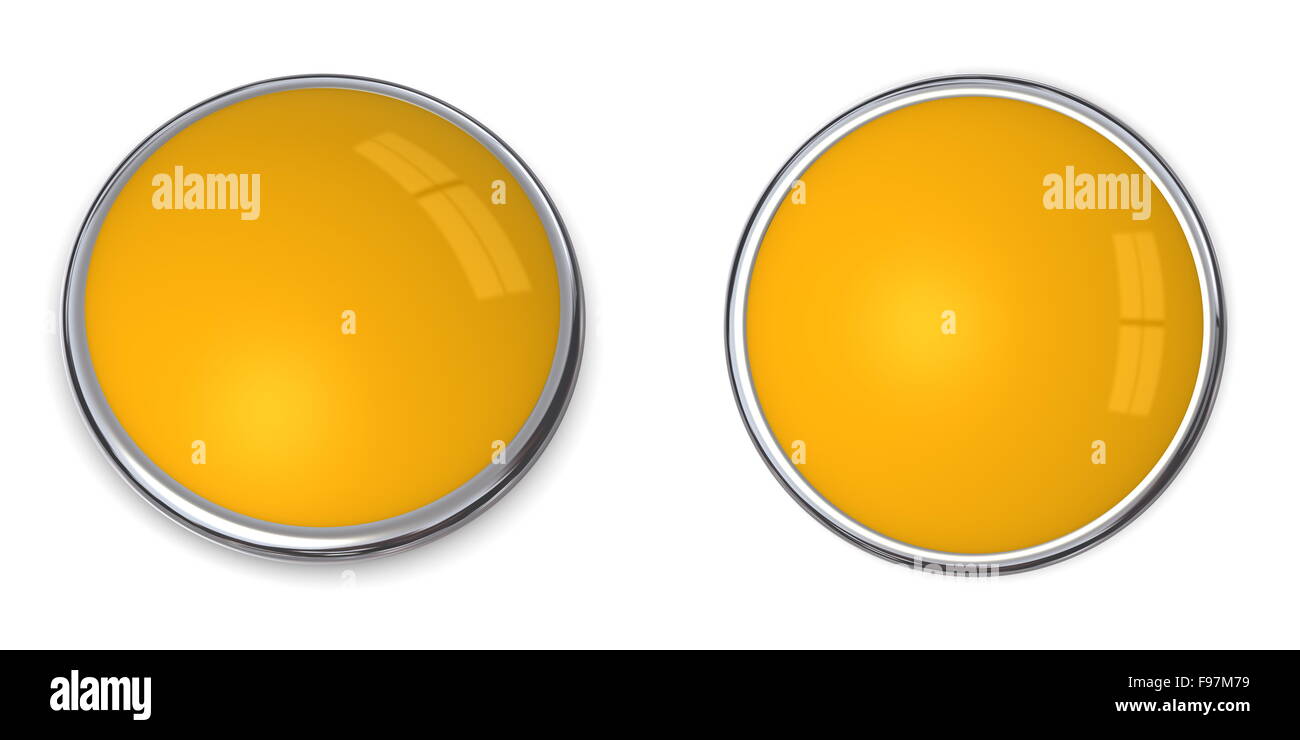 3D Button Solid Orange/Ochre Stock Photo