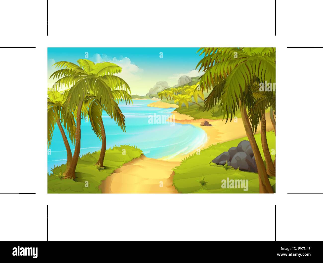 Tropical beach, vector background Stock Vector