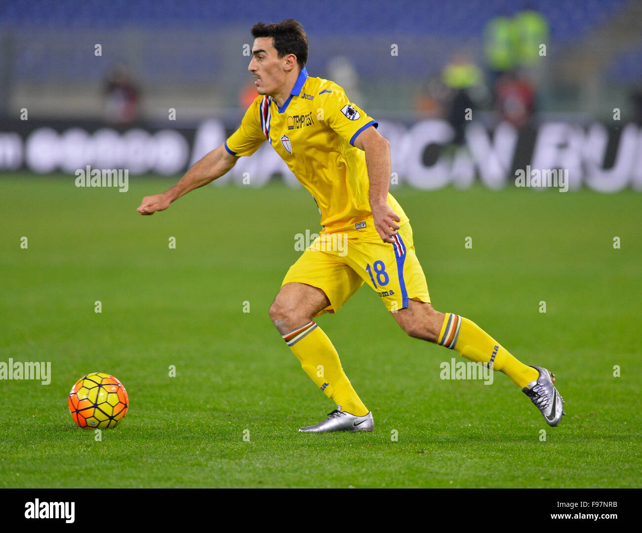 Rome, Italy. 14th December, 2015. Lazaros Christodoulopoulos during the Italian Serie A football match S.S. Lazio vs U.C. Sampdoria at the Olympic Stadium in Rome, on December 14, 2015. Stock Photo