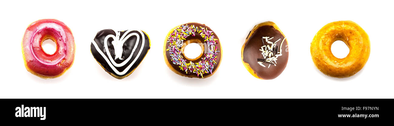 Colorful Doughnuts on white background Stock Photo